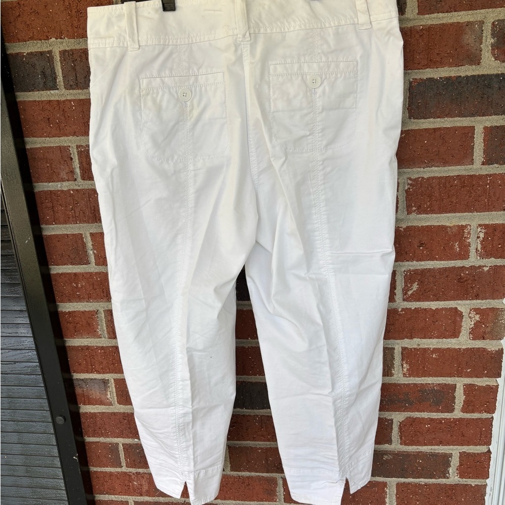 Women’s LOFT Ann Taylor 8 white cotton capri pants coastal Grandma Cottagecore - Picture 3 of 4